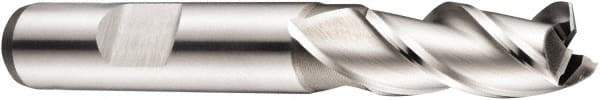 DORMER - 18mm, 32mm LOC, 16mm Shank Diam, 92mm OAL, 3 Flute, Powdered Metal Square End Mill - Single End, Bright Finish, Spiral Flute, 40° Helix, Centercutting, Right Hand Cut, Right Hand Flute, Series C336 - Eagle Tool & Supply
