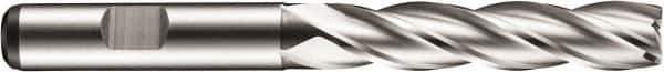DORMER - 4 Flute Powdered Metal Roughing & Finishing Square End Mill - Uncoated, Weldon Shank, 30° Helix, Centercutting, Extra Long Length - Eagle Tool & Supply