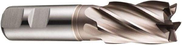 DORMER - 5 Flute Powdered Metal Roughing & Finishing Square End Mill - TiCN Finish, Weldon Shank, 30° Helix, Centercutting, Regular Length - Eagle Tool & Supply