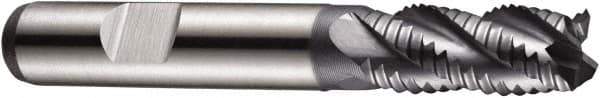 DORMER - 25mm Diam, Coarse Pitch, 45mm LOC, 6 Flute Powdered Metal Roughing Square End Mill - AlCrN Finish, 121mm OAL, 25mm Shank Diam, Single End, Extended Reach, Centercutting, 35° Helix - Eagle Tool & Supply