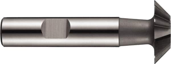 DORMER - 12mm Diam x 5mm Width of Cut, 60° Included Angle, Cobalt Dovetail Cutter - Weldon Flat, Uncoated - Eagle Tool & Supply