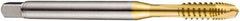 DORMER - M5x0.80 Metric Coarse, 3 Flute, TiN Finish, Cobalt Spiral Point Tap - Plug Chamfer, Right Hand Thread, 70mm OAL, 13mm Thread Length, 6mm Shank Diam, 6H Class of Fit, Series E422 - Exact Industrial Supply
