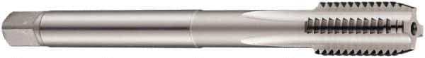 DORMER - 3/8-16 UNC 2B 3 Flute Bright Finish Cobalt Straight Flute Machine Tap - Bottoming, Right Hand Thread, 100mm OAL, 24mm Thread Length, Oversize - Exact Industrial Supply