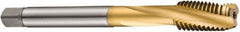 DORMER - M18x2.50 Metric Coarse 3 Flute 6H Bottoming Spiral Flute Tap - Cobalt, TiN Finish, 125mm OAL, Right Hand Flute, Right Hand Thread, Series E263 - Eagle Tool & Supply
