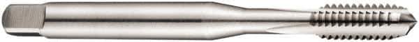 DORMER - M8x1.25 Metric Coarse 6H 3 Flute Bright Finish Cobalt Straight Flute Machine Tap - Bottoming, Left Hand Thread, 90mm OAL, 18mm Thread Length, Oversize - Exact Industrial Supply