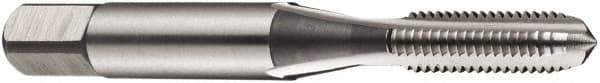 DORMER - M10x1.50 Metric Coarse 6H 3 Flute Bright Finish High Speed Steel Straight Flute Standard Hand Tap - Bottoming, Left Hand Thread, 70mm OAL, 22mm Thread Length, Oversize - Exact Industrial Supply