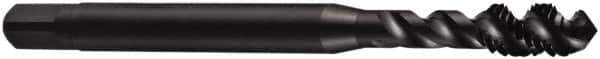 DORMER - #8-32 UNC 3 Flute 2B Bottoming Spiral Flute Tap - Cobalt, Oxide Finish, 53mm OAL, Right Hand Flute, Right Hand Thread, Series E023 - Exact Industrial Supply
