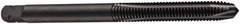 DORMER - #4-40 UNC, 3 Flute, Oxide Finish, Cobalt Spiral Point Tap - Plug Chamfer, Right Hand Thread, 48mm OAL, 14mm Thread Length, 3.15mm Shank Diam, 2B Class of Fit, Series E021 - Exact Industrial Supply
