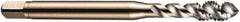 DORMER - M12x1.75 Metric Coarse 3 Flute 6H Bottoming Spiral Flute Tap - Cobalt, Bright Finish, 89mm OAL, Right Hand Flute, Right Hand Thread, Series E002 - Eagle Tool & Supply