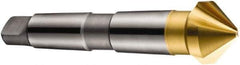 DORMER - 3 Flute 90° High Speed Steel Countersink - TiN Finish, 118mm OAL, Single End, Morse Taper Shank, Right Hand Cut - Eagle Tool & Supply