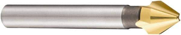 DORMER - 10mm Shank Diam, 3 Flute 60° High Speed Steel Countersink - TiN Finish, 63mm OAL, Single End, Straight Shank, Right Hand Cut - Eagle Tool & Supply