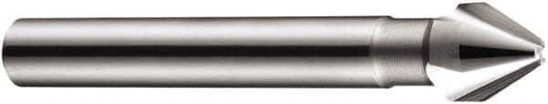 DORMER - 5mm Shank Diam, 3 Flute 60° High Speed Steel Countersink - Bright Finish, 45mm OAL, Single End, Straight Shank, Right Hand Cut - Eagle Tool & Supply