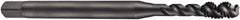 DORMER - 7/16-20 UNF 3 Flute 2B Bottoming Spiral Flute Tap - Cobalt, Oxide Finish, 100mm OAL, Right Hand Flute, Right Hand Thread, Series EX31 - Eagle Tool & Supply