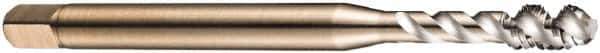 DORMER - 3/8-24 UNF 3 Flute 2B Bottoming Spiral Flute Tap - Cobalt, Bright Finish, 100mm OAL, Right Hand Flute, Right Hand Thread, Series EX30 - Eagle Tool & Supply