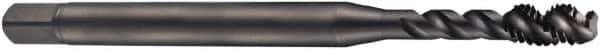 DORMER - #12-24 UNC 3 Flute 2B Bottoming Spiral Flute Tap - Cobalt, Oxide Finish, 80mm OAL, Right Hand Flute, Right Hand Thread, Series EX21 - Exact Industrial Supply
