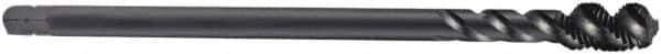DORMER - M8x1.00 Metric Fine 3 Flute 6H Bottoming Spiral Flute Tap - Cobalt, Oxide Finish, 90mm OAL, Right Hand Flute, Right Hand Thread, Series EX11 - Exact Industrial Supply