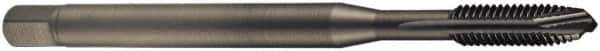DORMER - 7/16-20 UNF, 3 Flute, Oxide Finish, Cobalt Spiral Point Tap - Bottoming Chamfer, Right Hand Thread, 100mm OAL, 20mm Thread Length, 8mm Shank Diam, 2B Class of Fit, Series EP31 - Exact Industrial Supply