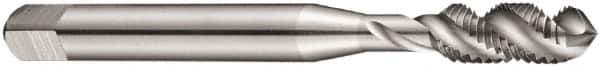 DORMER - M3x0.50 EGM, 3 Flute, 40° Helix, Bottoming Chamfer, Bright Finish, High Speed Steel Spiral Flute STI Tap - Right Hand Flute, 2.0882" OAL, 0.1576" Shank Diam, 0.5516" Thread Length, 6H Class of Fit, Series E621 - Exact Industrial Supply