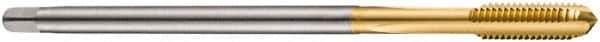 DORMER - M5x0.80 Metric Coarse 6H 3 Flute TiN Finish Cobalt Straight Flute Machine Tap - Bottoming, Right Hand Thread, 79mm OAL, 12mm Thread Length, Oversize - Exact Industrial Supply