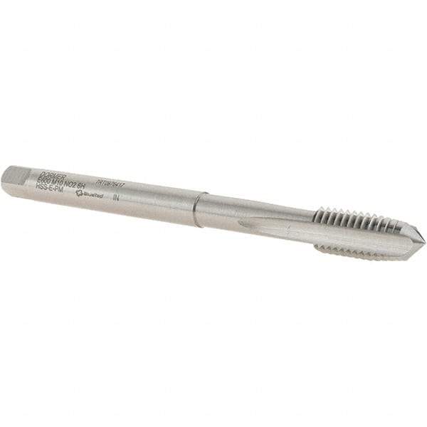 DORMER - M10x1.50 Metric Coarse 6H 3 Flute Bright Finish Cobalt Straight Flute Machine Tap - Plug, Right Hand Thread, 108mm OAL, 19mm Thread Length, Oversize - Exact Industrial Supply