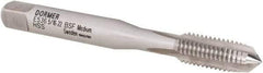 DORMER - 5/16-22 BSF 3 Flute Bright Finish High Speed Steel Straight Flute Machine Tap - Plug, Right Hand Thread, 72mm OAL, 18mm Thread Length, Oversize - Eagle Tool & Supply