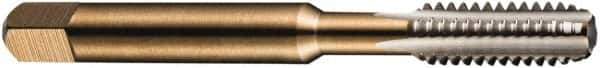 DORMER - 9/16-18 UNF 2B 4 Flute Bright Finish High Speed Steel Straight Flute Machine Tap - Plug, Right Hand Thread, 95mm OAL, 24mm Thread Length, Oversize - Exact Industrial Supply