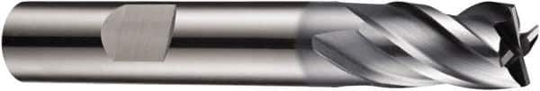 DORMER - 4 Flute Solid Carbide Roughing & Finishing Square End Mill - AlCrN Finish, Weldon Shank, 35° Helix, Centercutting, Stub Length - Eagle Tool & Supply
