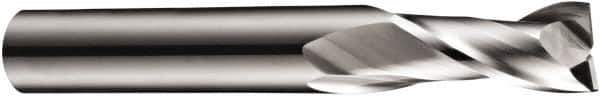 DORMER - 2mm, 6mm LOC, 3mm Shank Diam, 38mm OAL, 2 Flute, Solid Carbide Square End Mill - Single End, Bright Finish, Spiral Flute, 30° Helix, Centercutting, Right Hand Cut, Right Hand Flute, Series S902 - Eagle Tool & Supply