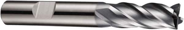 DORMER - 4 Flute Solid Carbide Roughing & Finishing Square End Mill - AlCrN Finish, Weldon Shank, 35° Helix, Centercutting, Stub Length - Eagle Tool & Supply