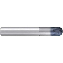 Emuge - 12mm Diam, 7mm LOC, 8 Flute Solid Carbide Ball End Mill - TiAlN Finish, Single End, 83mm OAL, 12mm Shank Diam, Ball Flute - Eagle Tool & Supply