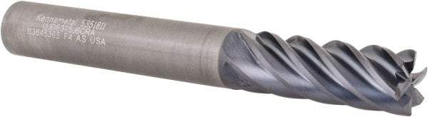 Kennametal - 3/8", 6 Flute, Single End, Solid Carbide, 0.015" Corner Radius End Mill - 3" OAL, 38° Helix, Right Hand Flute, 1" LOC, Right Hand Cut - Eagle Tool & Supply