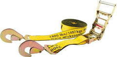 Erickson Manufacturing - 30' Long x 2" Wide, 10,000 Lb Basket Capacity, Polyester & Steel Web Sling - Yellow - Eagle Tool & Supply