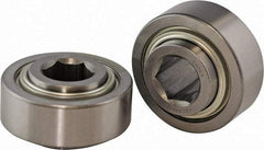USDI - 1 Row, 3.073" OD, 1-1/16" Hex Double Shield Conveyor Roller Bearing - 4,300 Lb Capacity, 550 Max RPM, Steel with 52100 Chrome Steel Housing - Eagle Tool & Supply