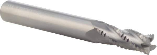 M.A. Ford - 9/32" Diam, 3/4" LOC, 4 Flute Solid Carbide Roughing Square End Mill - Uncoated, 2-1/2" OAL, 5/16" Shank Diam, Single End, Centercutting, 30° Helix - Eagle Tool & Supply