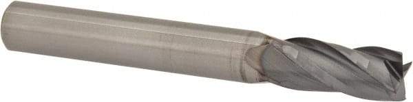 M.A. Ford - 1/4", 1/2" LOC, 1/4" Shank Diam, 2" OAL, 4 Flute, Solid Carbide Square End Mill - Single End, TiCN Finish, 30° Helix, Centercutting, Right Hand Cut, Right Hand Flute, Series 163 - Eagle Tool & Supply