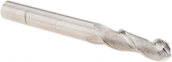 M.A. Ford - 1/4" Diam, 3/4" LOC, 2 Flute Solid Carbide Ball End Mill - Single End, 2-1/2" OAL, 1/4" Shank Diam, Spiral Flute - Eagle Tool & Supply