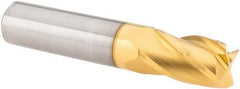 M.A. Ford - 3/8", 5/8" LOC, 3/8" Shank Diam, 2" OAL, 4 Flute, Solid Carbide Square End Mill - Single End, TiN Finish, 30° Helix, Centercutting, Right Hand Cut, Right Hand Flute, Series 163 - Eagle Tool & Supply