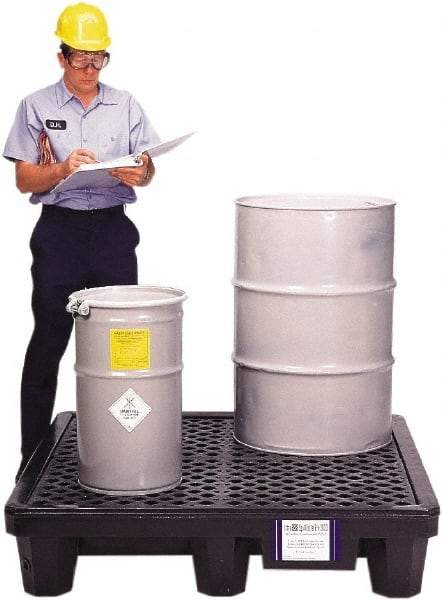 UltraTech - 66 Gal Sump, 3,000 Lb Capacity, 4 Drum, Polyethylene Spill Deck or Pallet - 53" Long x 53" Wide x 12" High, Liftable Fork, 2 x 4 Drum Configuration - Eagle Tool & Supply