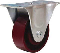 Hamilton - 4" Diam x 1-1/2" Wide x 5" OAH Top Plate Mount Rigid Caster - Cast Iron, 375 Lb Capacity, Straight Roller Bearing, 3 x 6-3/16" Plate - Eagle Tool & Supply
