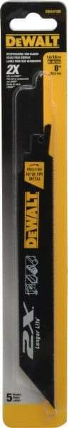 DeWALT - 8" Long x 1" Thick, Bi-Metal Reciprocating Saw Blade - Straight Profile, 14 to 18 TPI, Toothed Edge - Eagle Tool & Supply