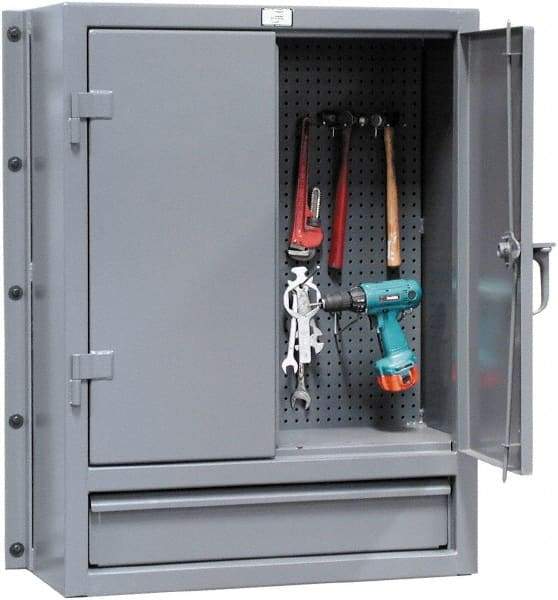 Strong Hold - Wall Storage Cabinet - Steel, 36" Wide x 14" Deep x 48" High, Dark Gray - Eagle Tool & Supply