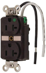 Hubbell Wiring Device-Kellems - 125 VAC, 20 Amp, 5-20R NEMA Configuration, Brown, Hospital Grade, Self Grounding Duplex Receptacle - 1 Phase, 2 Poles, 3 Wire, Flush Mount, Chemical, Corrosion and Impact Resistant, Tamper Resistant - Eagle Tool & Supply