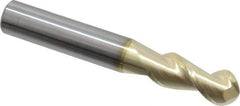 Accupro - 10mm Diam, 24mm LOC, 2 Flute Solid Carbide Ball End Mill - ZrN Finish, Single End, 70mm OAL, 10mm Shank Diam, Spiral Flute - Eagle Tool & Supply