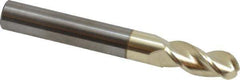 Accupro - 8mm Diam, 19mm LOC, 3 Flute Solid Carbide Ball End Mill - ZrN Finish, Single End, 65mm OAL, 8mm Shank Diam, Spiral Flute - Eagle Tool & Supply