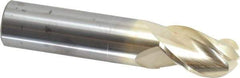 Accupro - 20mm Diam, 32mm LOC, 3 Flute Solid Carbide Ball End Mill - ZrN Finish, Single End, 100mm OAL, 20mm Shank Diam, Spiral Flute - Eagle Tool & Supply