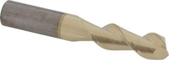 Accupro - 12mm, 32mm LOC, 12mm Shank Diam, 75mm OAL, 2 Flute, Solid Carbide Square End Mill - Single End, ZrN Finish, Spiral Flute, 45° Helix, Centercutting, Right Hand Cut, Right Hand Flute - Eagle Tool & Supply