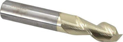 Accupro - 16mm, 40mm LOC, 16mm Shank Diam, 100mm OAL, 2 Flute, Solid Carbide Square End Mill - Single End, ZrN Finish, Spiral Flute, 45° Helix, Centercutting, Right Hand Cut, Right Hand Flute - Eagle Tool & Supply