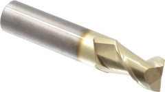 Accupro - 20mm, 32mm LOC, 20mm Shank Diam, 100mm OAL, 2 Flute, Solid Carbide Square End Mill - Single End, ZrN Finish, Spiral Flute, 45° Helix, Centercutting, Right Hand Cut, Right Hand Flute - Eagle Tool & Supply