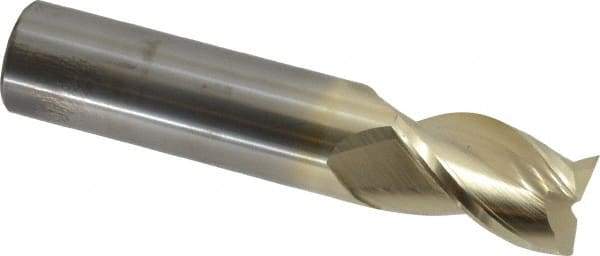 Accupro - 3 Flute Solid Carbide Roughing & Finishing Square End Mill - ZrN Finish, Straight Shank, 37° Helix, Centercutting - Eagle Tool & Supply
