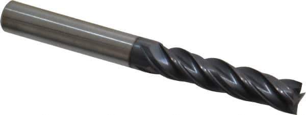 Accupro - 5/16", 1-3/8" LOC, 5/16" Shank Diam, 3" OAL, 4 Flute, Solid Carbide Square End Mill - Single End, AlTiN Finish, Spiral Flute, Variable° Helix, Centercutting, Right Hand Cut, Right Hand Flute - Eagle Tool & Supply